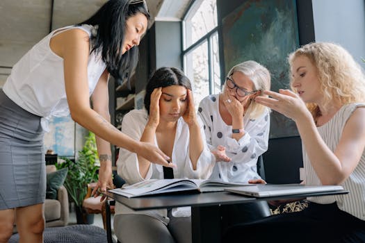 A diverse group of consultants brainstorming ideas