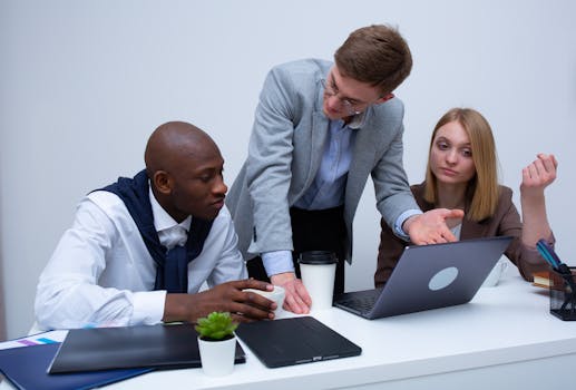 group of professionals studying together