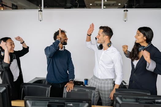 a successful team celebrating an achievement